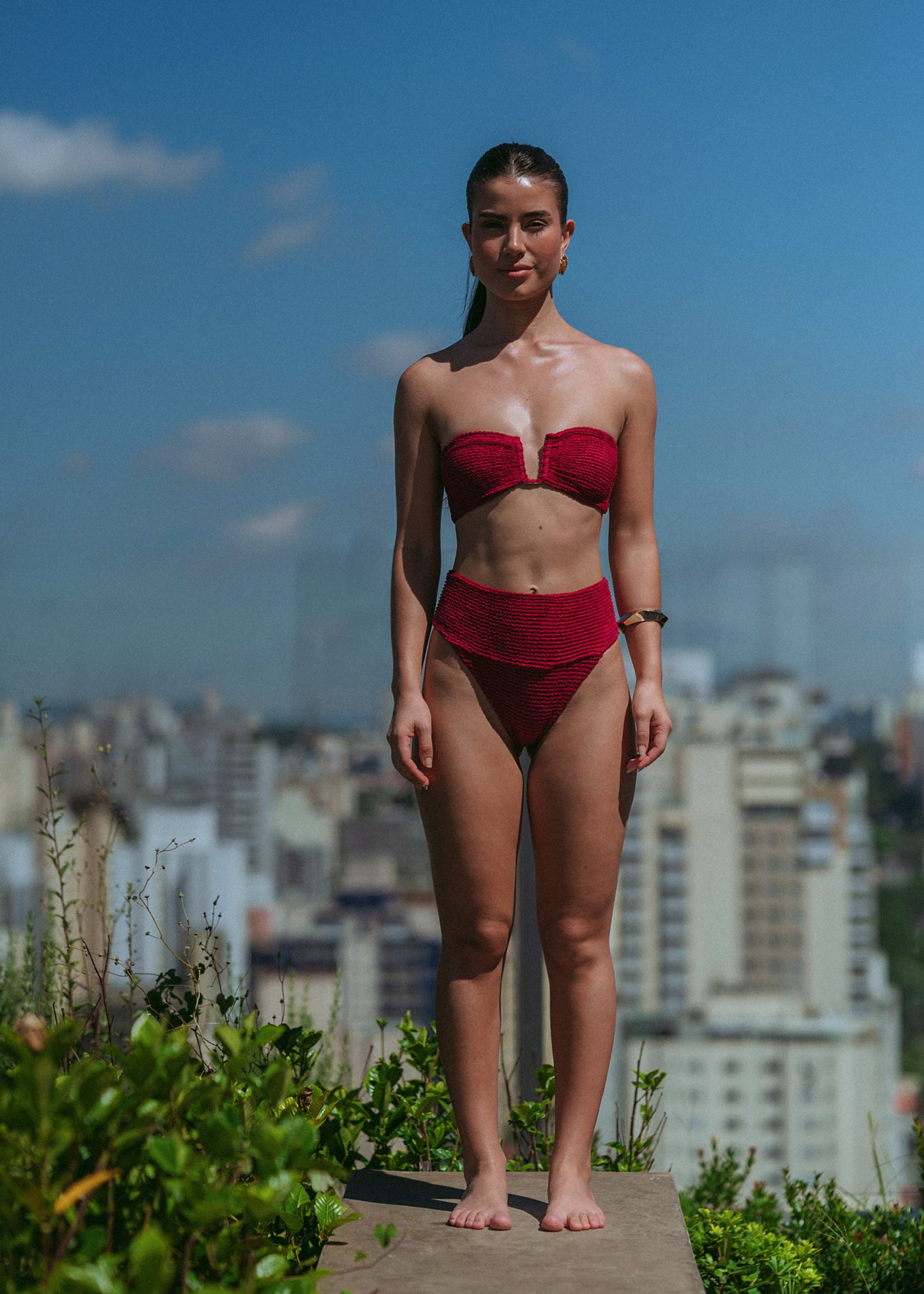 WineBerry Textured Mirella Strapless Bikini Top