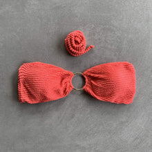 Load image into Gallery viewer, Peach Punch Textured Strapless Bikini Top
