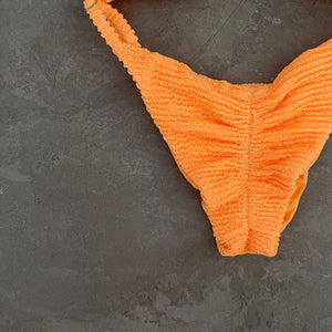 Energy Orange Textured Tanga Bikini Bottom