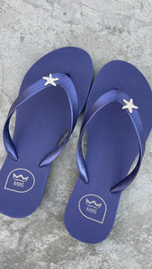 Navy Blue Star Flip Flops