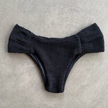Load image into Gallery viewer, Onyx Black Textured Classy Cheeky Bikini Bottom