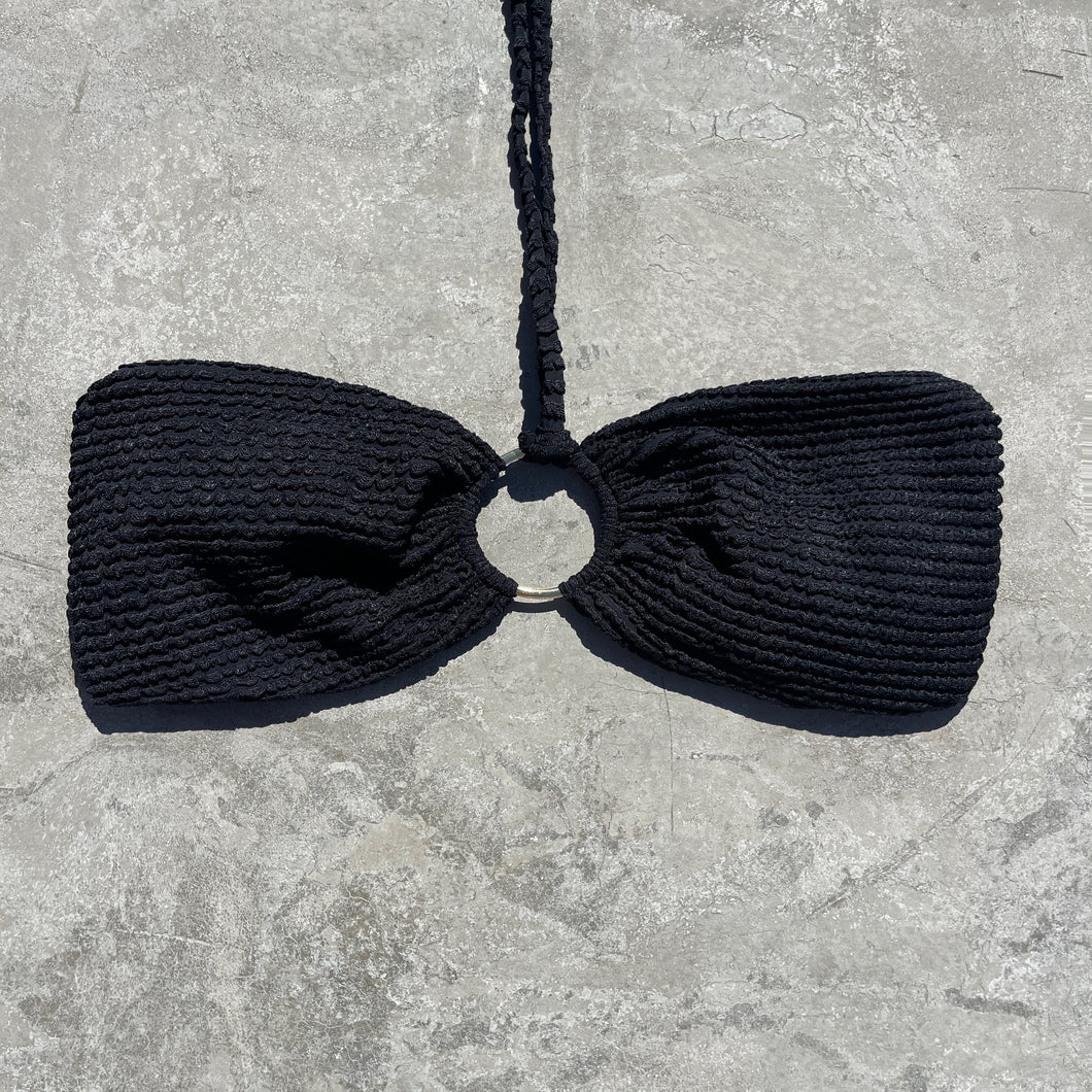 Onyx Black Textured Strapless Bikini Top