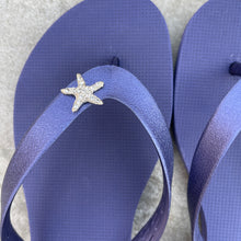 Load image into Gallery viewer, Navy Blue Star Flip Flops

