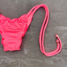 Load image into Gallery viewer, Neon Pink Flamingo Textured Ripple Side Tie Bikini Bottom
