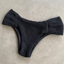 Load image into Gallery viewer, Onyx Black Textured Classy Cheeky Bikini Bottom
