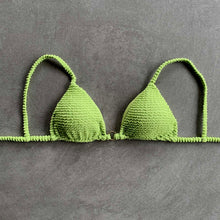 Load image into Gallery viewer, Lime Pie Textured Green Triangle Bikini Top
