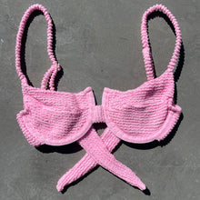 Load image into Gallery viewer, Pink Milk Shake Textured Panneled Bikini Top
