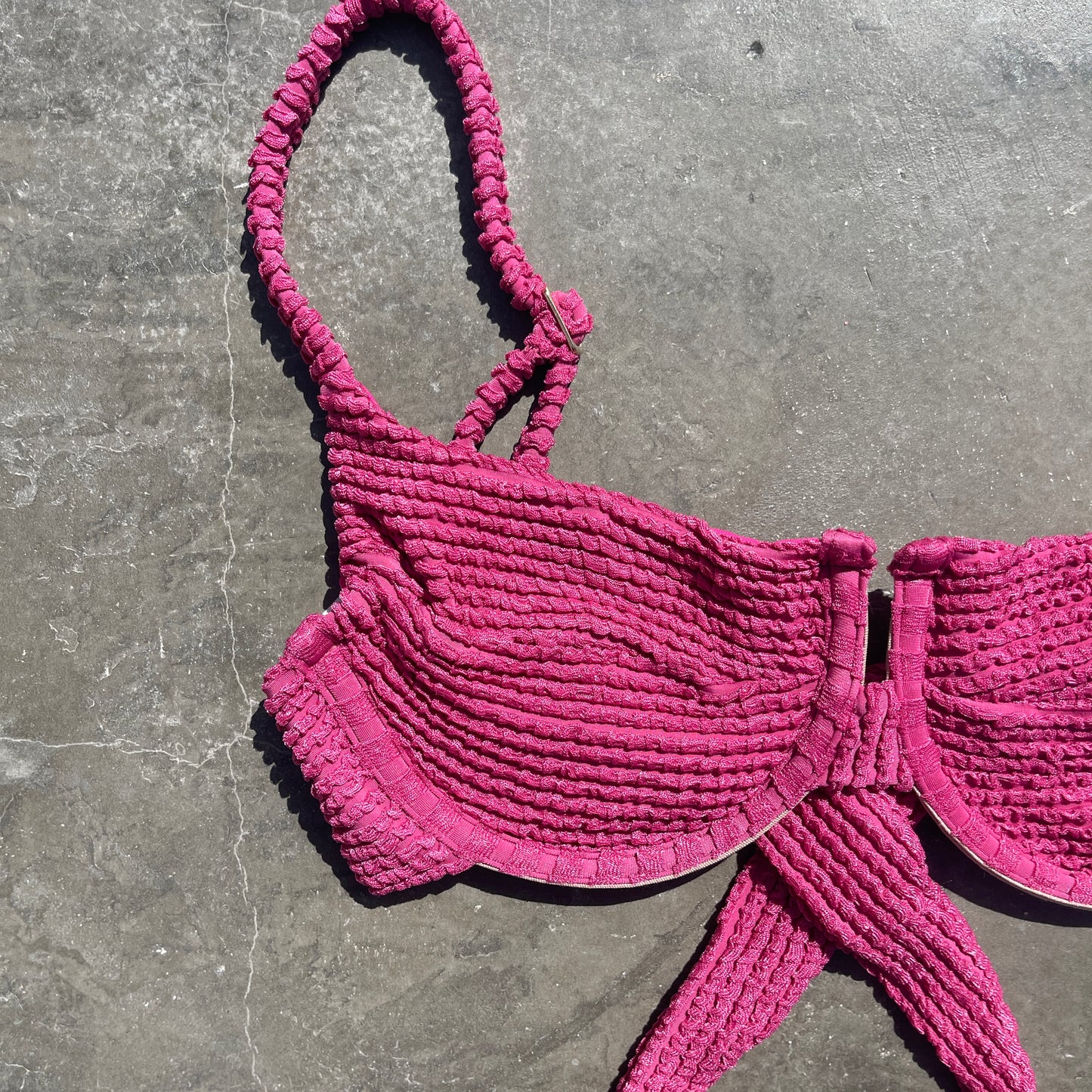 Lychee Martini Textured Panneled Bikini Top