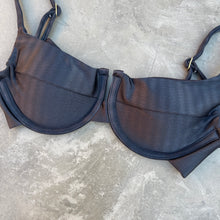 Load image into Gallery viewer, Black Striped Panneled Bikini Top