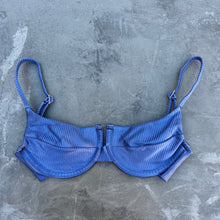 Load image into Gallery viewer, Chambray Blue Ribbed Panneled Bikini Top
