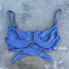 Load image into Gallery viewer, Chambray Blue Ribbed Panneled Bikini Top