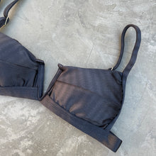 Load image into Gallery viewer, Black Striped Squared V Bikini Top