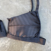 Load image into Gallery viewer, Black Striped Squared V Bikini Top