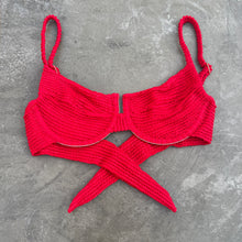 Load image into Gallery viewer, Mexican Chili Red Textured Panneled Bikini Top