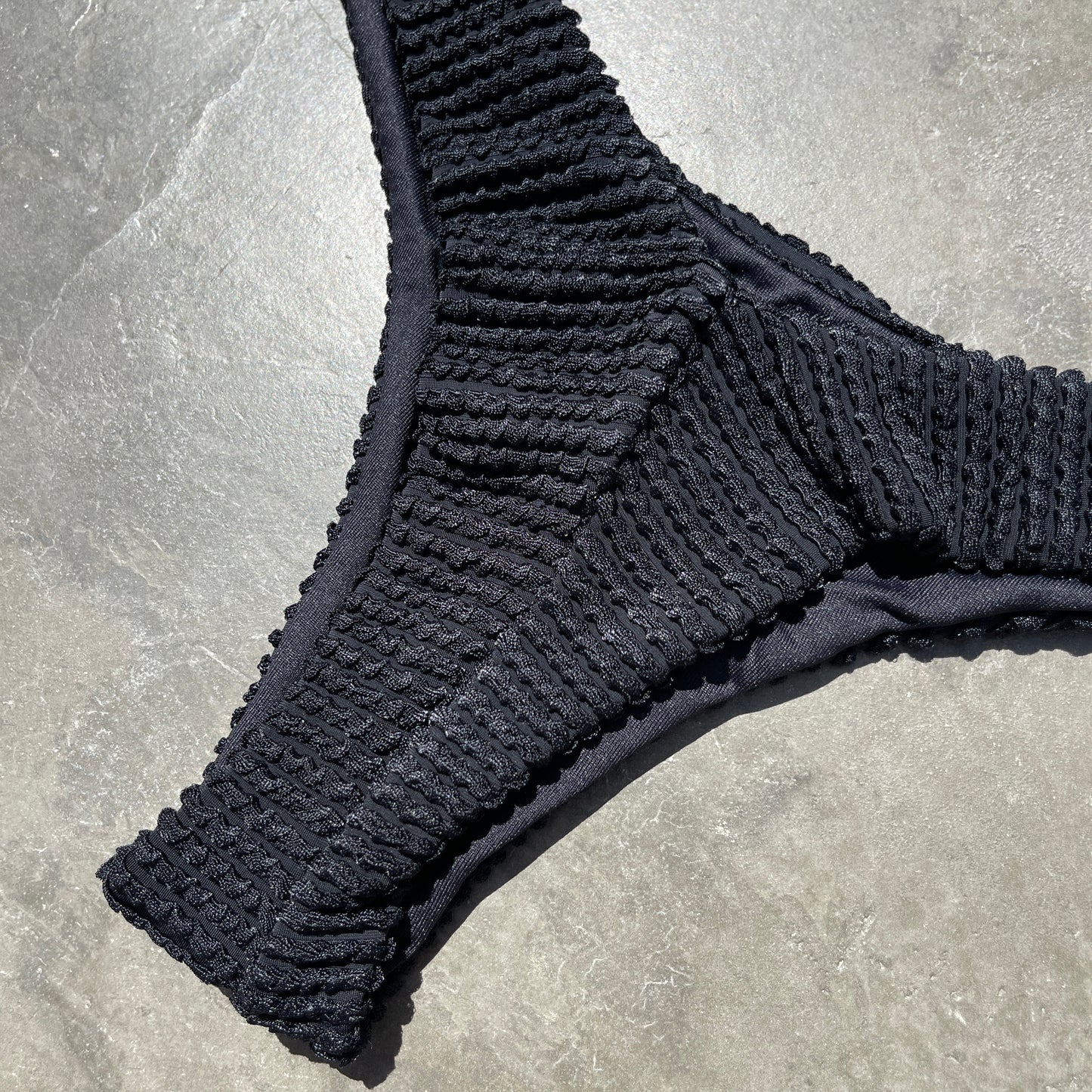 Onyx Black Textured Bia Bikini Bottom