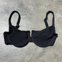 Load image into Gallery viewer, Onyx Black Textured Panneled Bikini Top