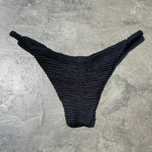 Load image into Gallery viewer, Onyx Black Textured Tanga Bikini Bottom
