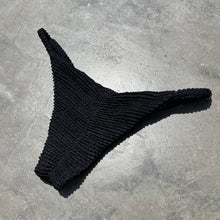 Load image into Gallery viewer, Onyx Black Textured Tanga Bikini Bottom