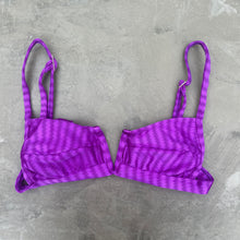 Load image into Gallery viewer, Purple Striped Squared V Bikini Top
