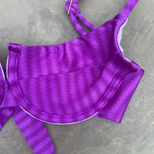 Load image into Gallery viewer, Purple Striped Panneled Bikini Top