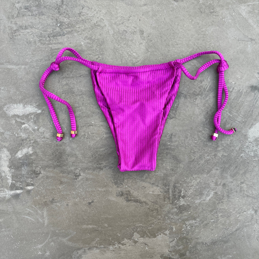 Purple Orchid Ribbed Curtain Side Tie Bikini Bottom