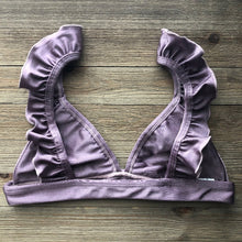 Load image into Gallery viewer, Lavender Triangle With Frills Bralette Top
