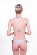 Load image into Gallery viewer, Silver Striped Side Tie Bikini Bottom
