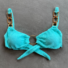 Load image into Gallery viewer, Curazao Blue Textured Mari Bikini Top
