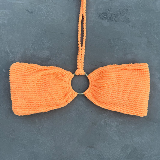Energy Orange Textured Strapless Bikini Top