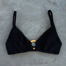 Load image into Gallery viewer, Onyx Black Textured Agatha Bikini Top
