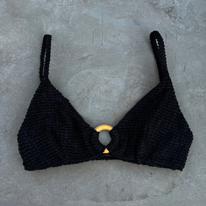 Onyx Black Textured Agatha Bikini Top