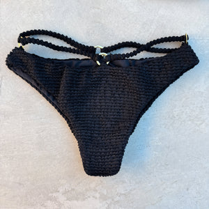 Onyx Black Textured Lau Bikini Bottom