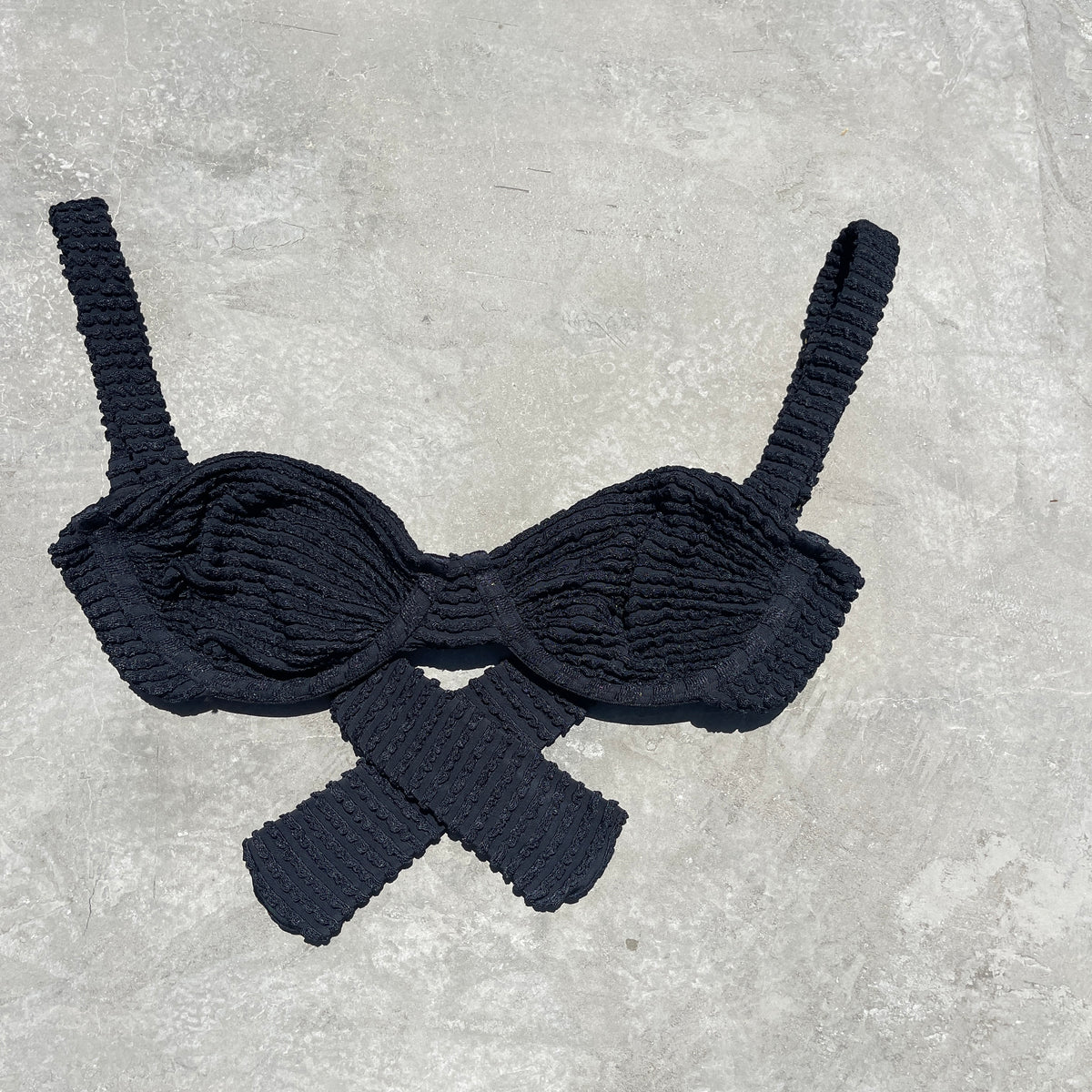 Onyx Black Textured Molly Bikini Top