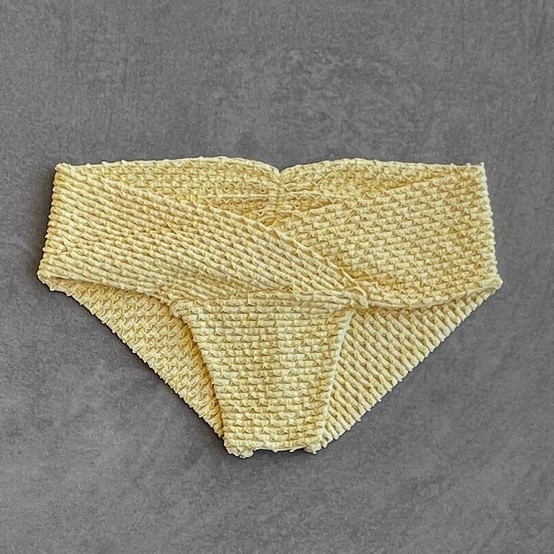 Yellow Sparkling Mermaid Weave Textured Melissa Bikini Bottom