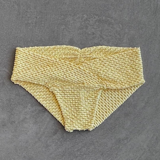 Yellow Sparkling Mermaid Weave Textured Melissa Bikini Bottom