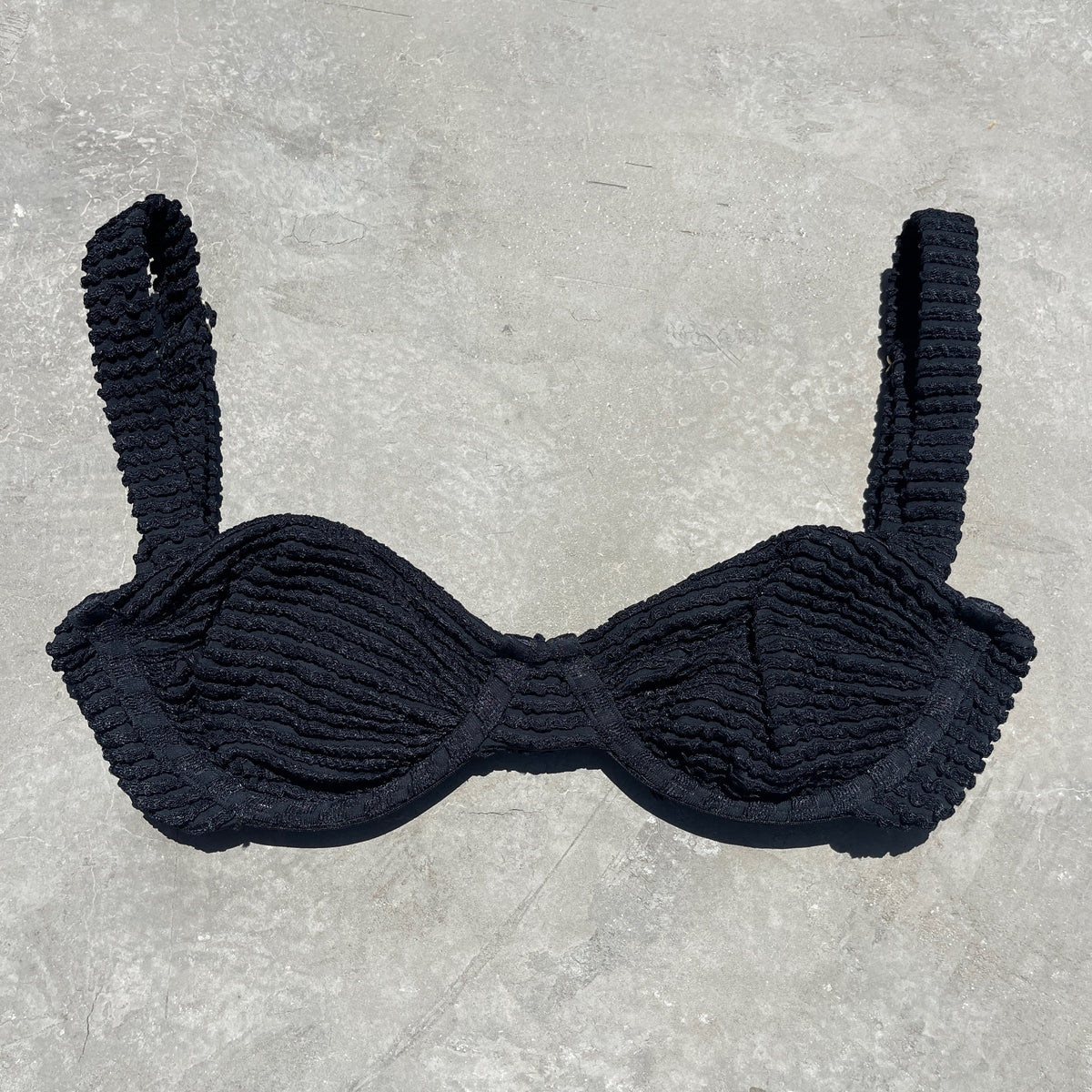 Onyx Black Textured Molly Bikini Top