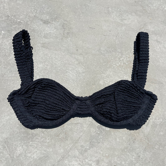 Onyx Black Textured Molly Bikini Top