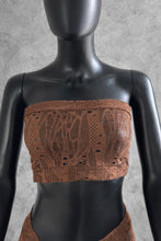 Load image into Gallery viewer, Tulum Brown Macrame Bandeau Crop Top
