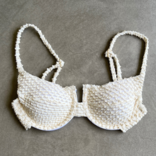 Load image into Gallery viewer, Sparkling Snow Mermaid Weave Textured Panneled Bikini Top
