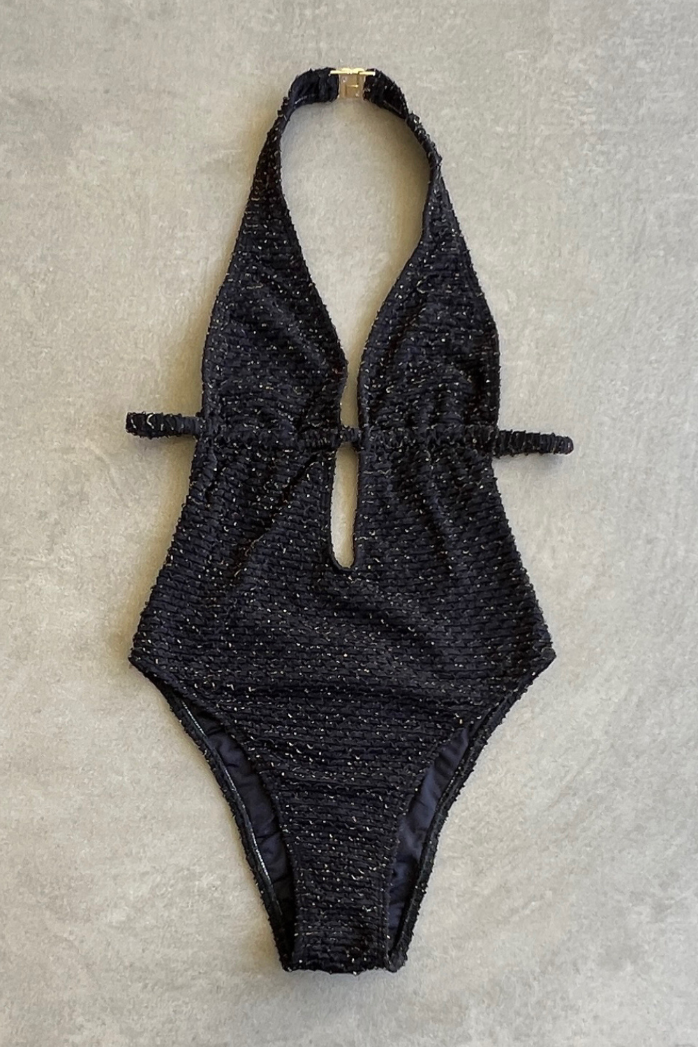 Glamour Black Sparkling Mermaid Weave Textured Jessica One Piece Swimwear