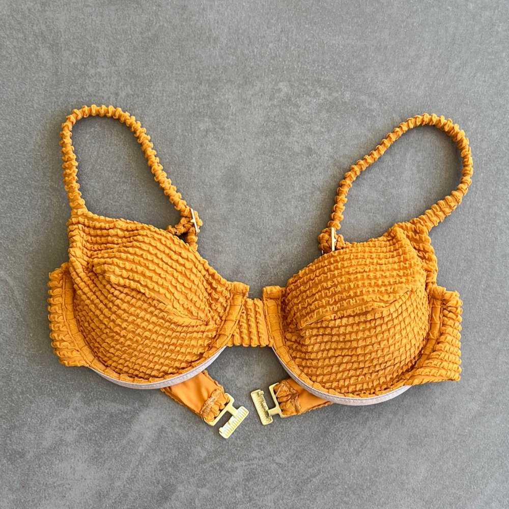 Apricot Textured Zaya Bikini Top