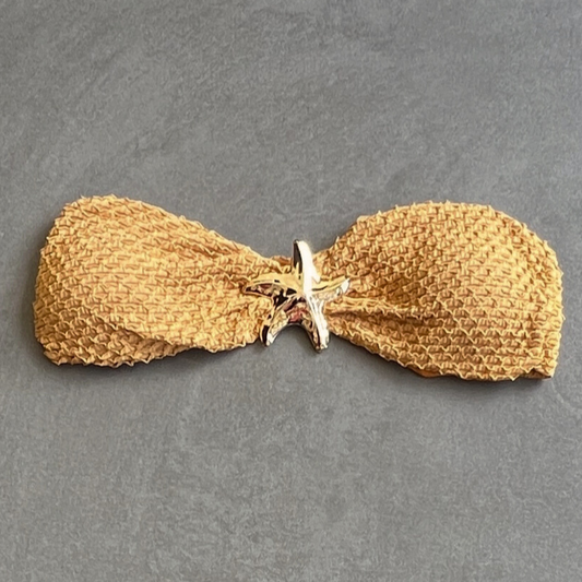 Golden Siren Mermaid Weave Textured Strapless Star Bikini Top
