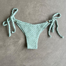 Load image into Gallery viewer, Seafoam Green Sparkling Mermaid Weave Textured Katie Side Tie Bikini Bottom
