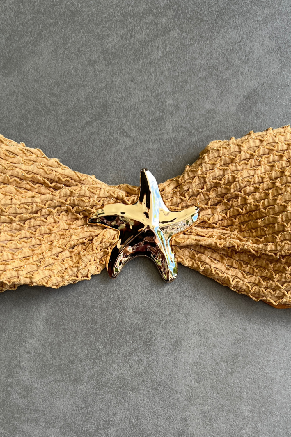 Golden Siren Mermaid Weave Textured Strapless Star Bikini Top