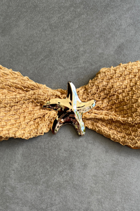 Golden Siren Mermaid Weave Textured Strapless Star Bikini Top