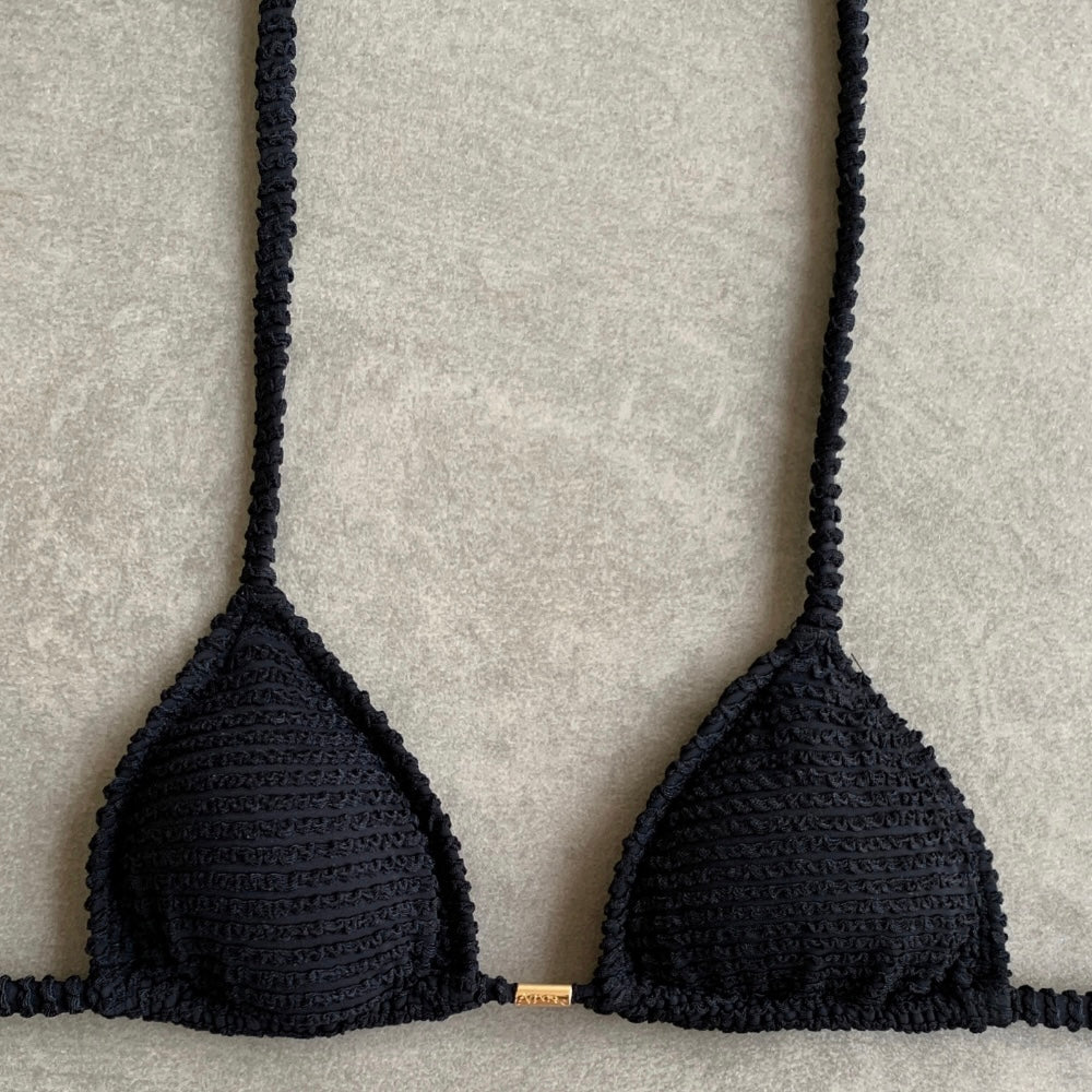 Onyx Textured Triangle Bikini Top