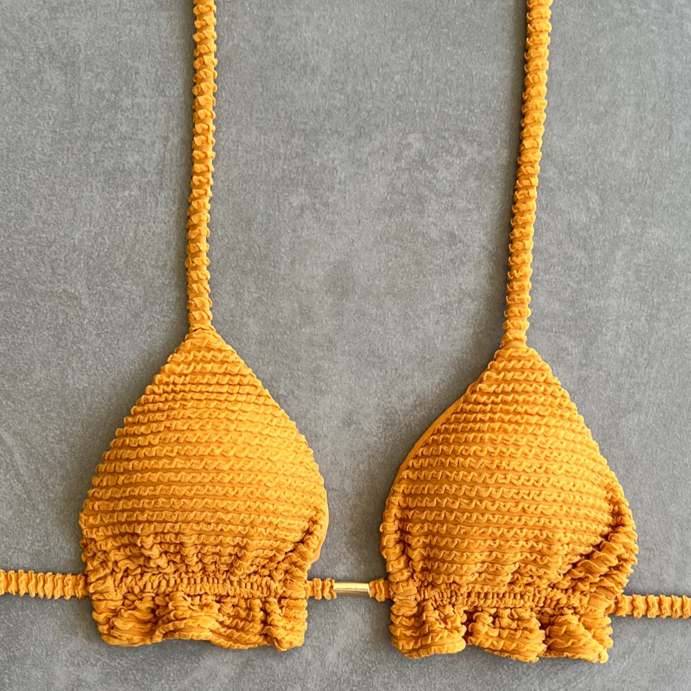 Apricot Triangle Frill Bikini Top