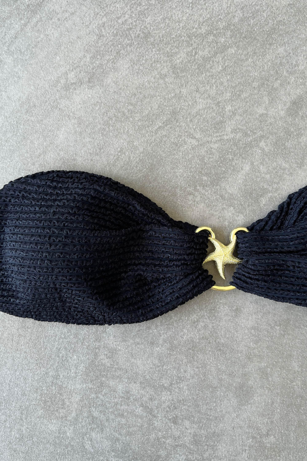Onyx Black Textured Star Strapless Bikini Top