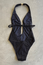 Load image into Gallery viewer, Glamour Black Sparkling Mermaid Weave Textured Jessica One Piece Swimwear
