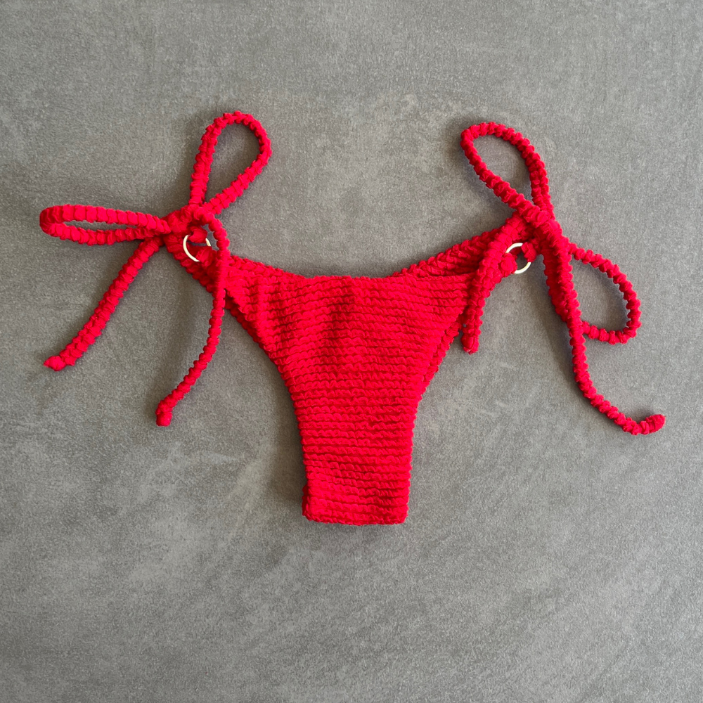 Mexican Chili Textured Katie Side Tie Bikini Bottom